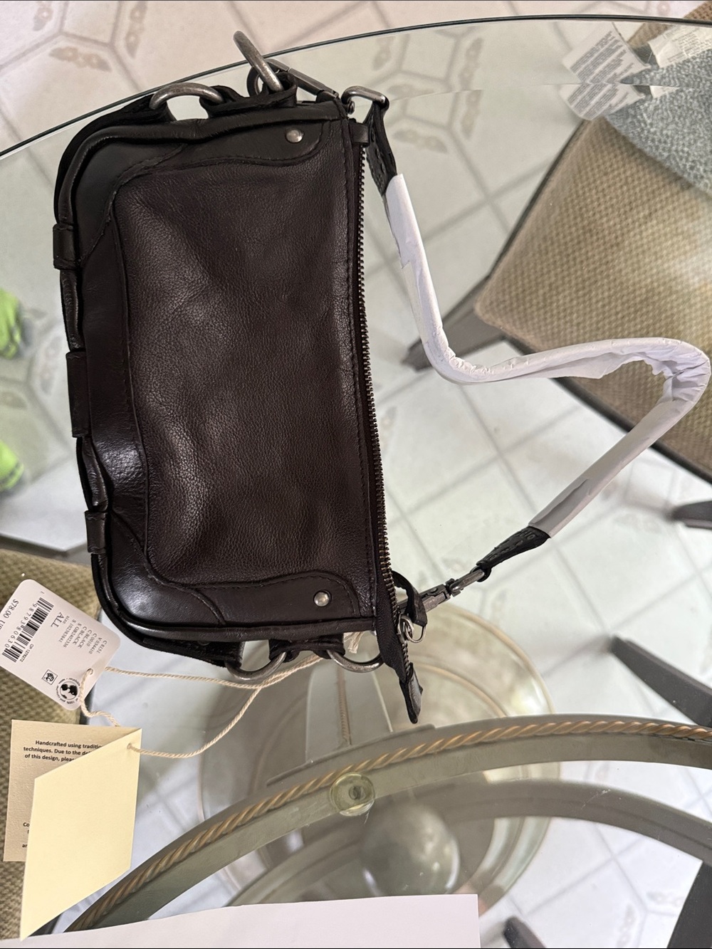 NWT FREE PEOPLE LILLIE LEATHER SHOULDER BAG IN BLACK - Picture 3 of 7